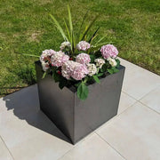 DAMAGED (READ DESCRIPTION) 40cm Zinc Galvanised Silver & Black Textured Square Planter